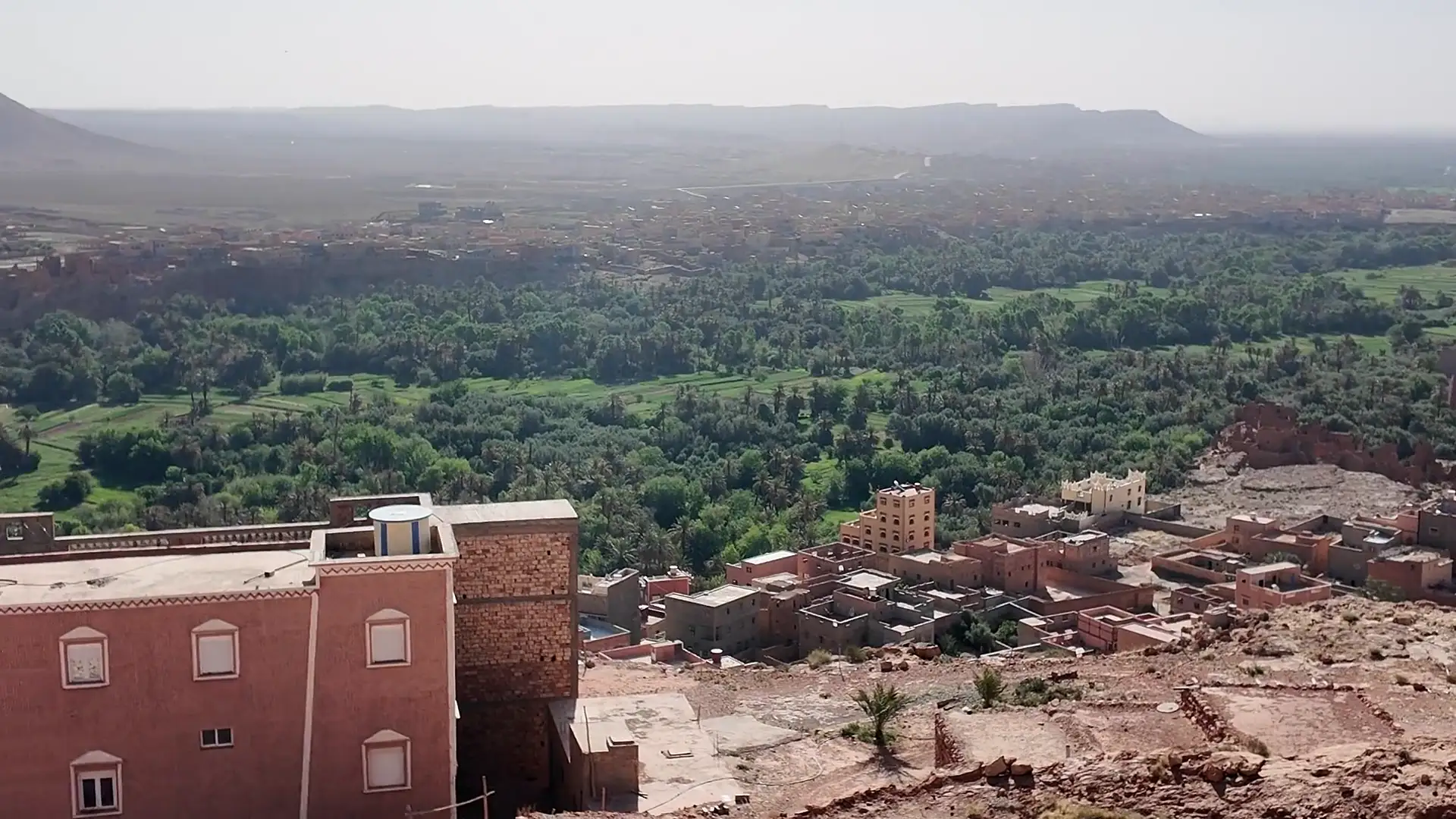 Clay houses and a palm grove in Ouarzazate